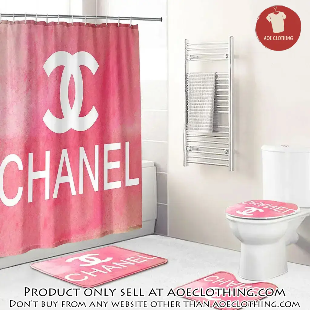 Chanel white logo pinky fashion limited luxury brand bathroom set home decor aoe0655140